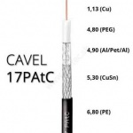 Koaxiální kabel vnější CAVEL 17PAtC, PE, 6,8mm, černý, prodej na metry